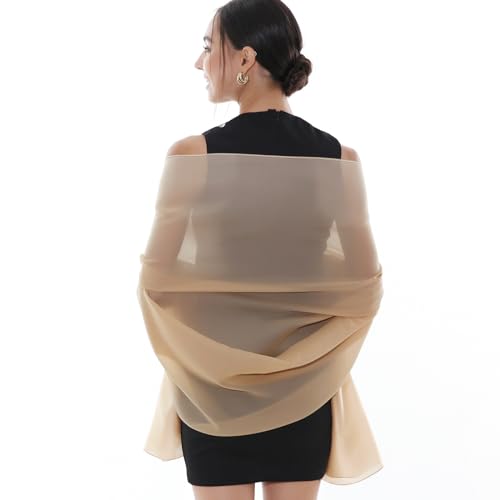 RIIQIICHY Shawls Wraps for Evening dresses Scarfs for Women Formal Shawl for Wedding Like Chiffon Shawl Champague