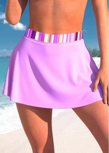 Modlily High Waisted Striped Light Purple Pantskirt - XXL