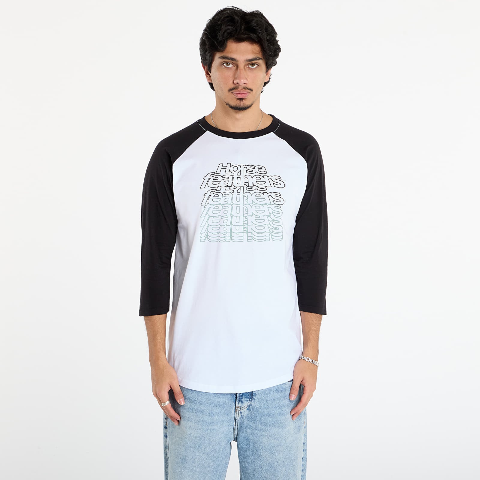 Koszulka Horsefeathers Rollin Raglan T-Shirt White- Black S