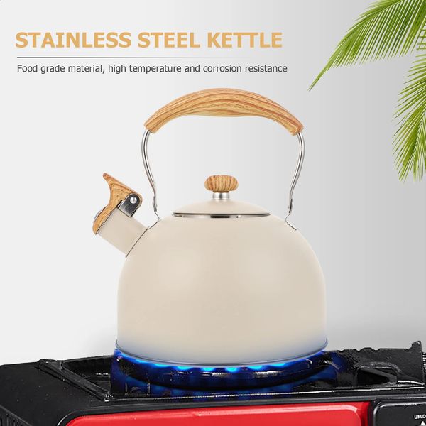 Water Bottles Stainless Steel Kettle Practical Sounding Small Camping Stove Honk Wood Handle Tea Pot Whistle Household Make Cookware 231214