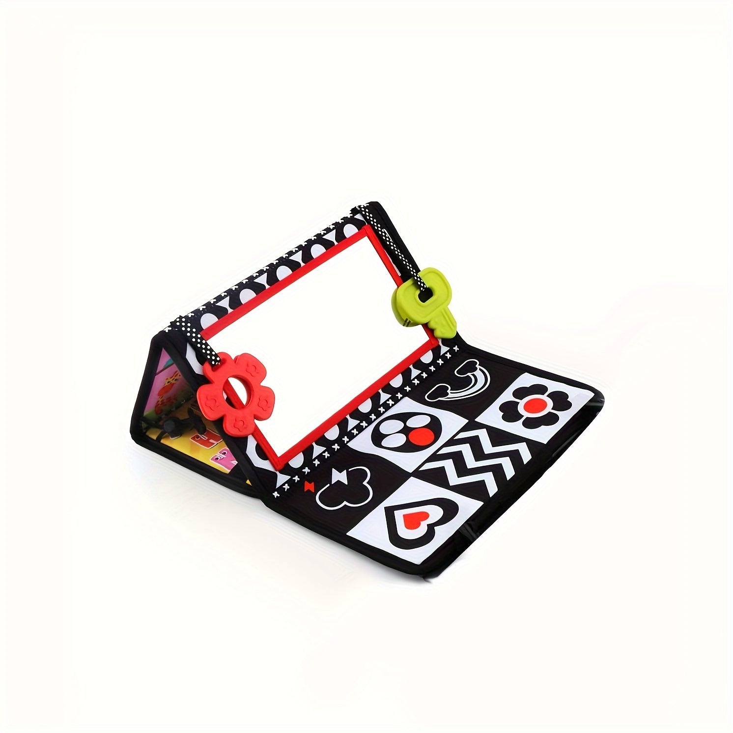 TEMU Lying Mirror Early Learning - Sensory Stimulation, Safety Materials, Car Rear Seat Pendant, Foldable Black And White Cognitive Mirror - Gift,,