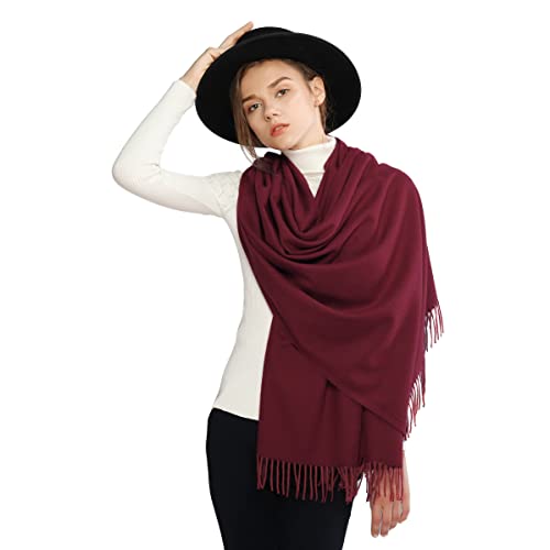 RIIQIICHY Scarfs for Women Fall Winter Pashmina Shawls and Wraps for Evening Dresses Wedding Shawl Blanket Scarves Burgundy
