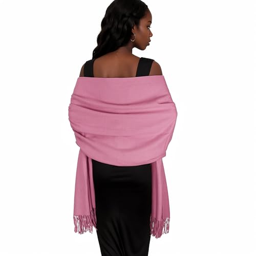 Womens Winter Scarf Pashmina Shawls and Wraps for Evening Dresses Warm Blanket Scarf for Wedding Pink