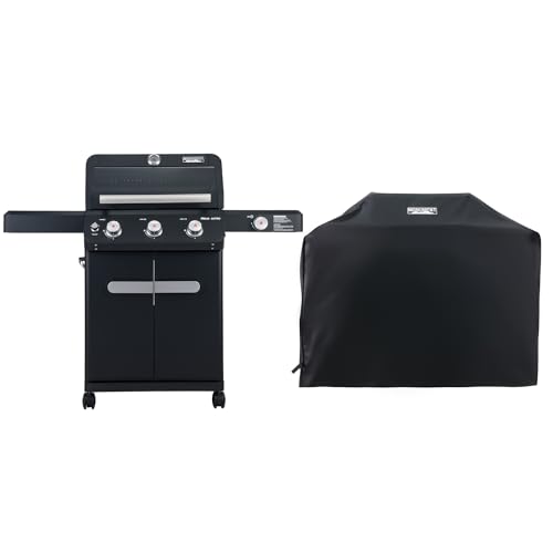 Monument Grills Outdoor Barbecue Stainless Steel 3 Burner Propane Gas Grill, 48,000 BTU Patio Garden Grill with Side Burner and Knob Controls, Mesa325
