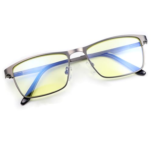 YIMI Mens Blue Light Glasses Men Computer Gaming BlueLight Blocking Glasses Metal Anti Eyestrain Clear Lens Eye Protection Gaming Protection