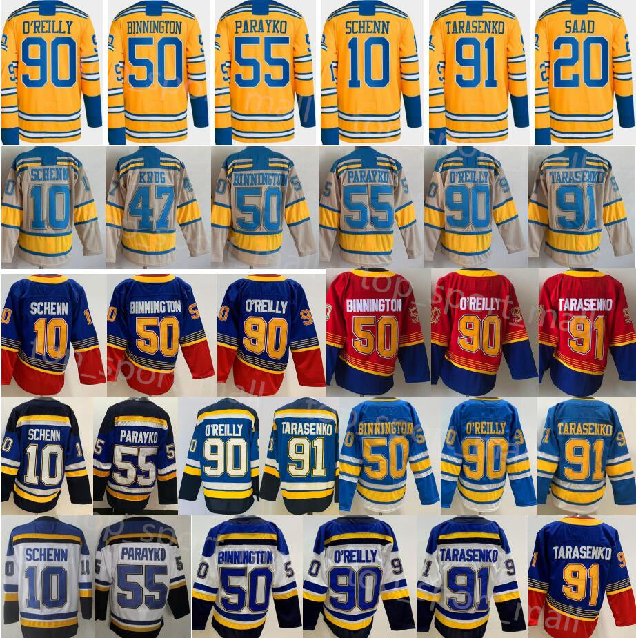 2023 Reverse Retro Ice Hockey 91 Vladimir Tarasenko Jersey 10 Brayden Schenn 50 Binnington 55 Colton Parayko 57 David Perron Ryan O&#039;Reilly Wint