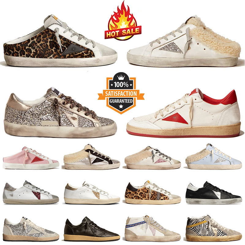 Fashion Dirty Luxury Slippers Casual Designer Star Shoes Silver Glitter Platform Vintage Sneakers Mens Womens Fur Loafers des chaussures stars dhgat