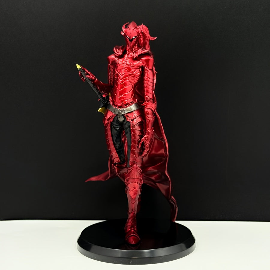 TEMU Anime Knight Figure With Upgraded Sword & Cape - Dynamic Action Collectible, Red Armor With Yellow Accents, Pvc Desktop Or Car Decoration For