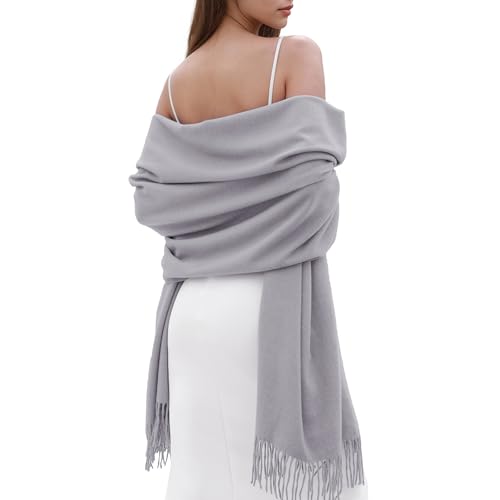 SWAT PANY Winter Scarfs for Women Pashmina Shawls and Wraps for Evening Dresses Warm Shawl Wraps for Women Weddings Grey-1