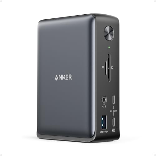 Anker Laptop Docking Station, 13-in-1 USB-C Docking Station, Triple Display with 2xHDMI and 1xDP, 10 Gbps USB-C and 5 Gbps USB-A Data, Ethernet, Audio