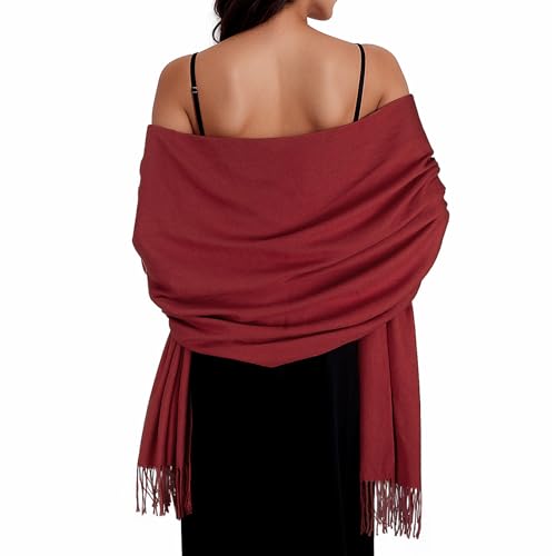 Women Winter Scarf Pashmina Shawls and Wraps for Evening Dresses Shawls for Women Wedding Dark Red