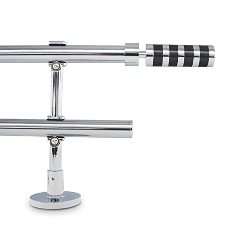 Gcurtain Adjustable Double Curtain Pole, 110-210cm, 3-4 Inch Diameter, Wall Mount, Black Cylinder Finials Black Cylinder 110cm-210cm, 3-4" Diameter