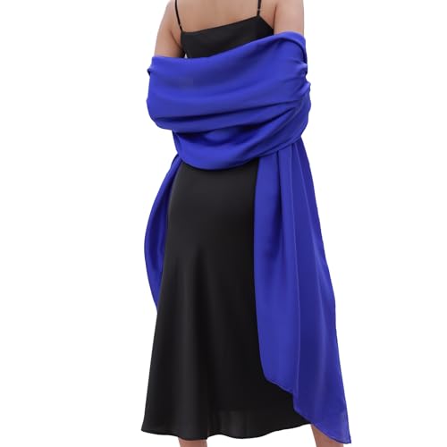 Womens Scarf Pashmina Shawls and Wraps for Evening Dresses Like Chiffon Silk Scarf for Bridal Weddings Royal Blue
