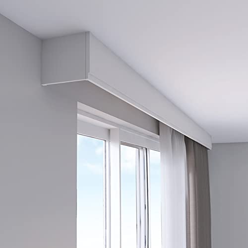 ZSHINE Four-in-One Curtain Double Tracks and Curtain Pelmet with Light Belt Opional Customize Length for Living Room Bedroom Kitchen Room White-ceilin