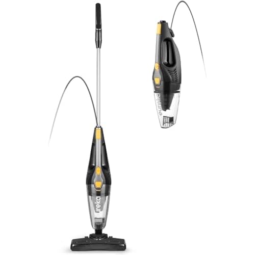 Eureka Home Lightweight Corded Stick Vacuum Cleaner, Powerful Suction Convenient Small Vacuum for Hard Floor, 3-in-1 Hand Vacuum, Blaze Black, NES210