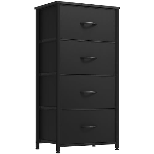 YITAHOME Storage Tower with 4 Drawers - Fabric Dresser, Organizer Unit for Bedroom, Living Room, Closets - Sturdy Steel Frame, Easy Pull Fabric Bins &