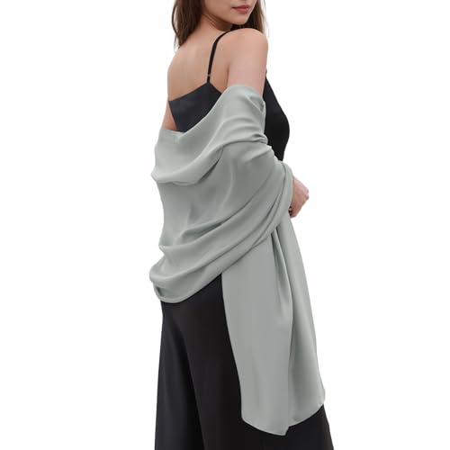 Womens Scarf Pashmina Shawls and Wraps for Evening Dresses Like Chiffon Silk Scarf for Bridal Weddings Green-2