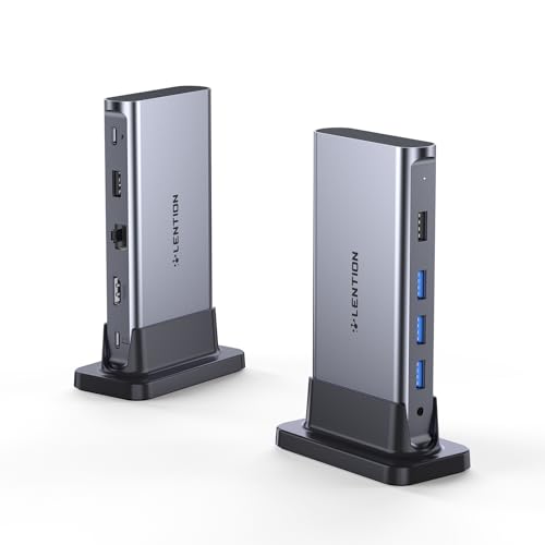 LENTION USB C Docking with 4K@60Hz HDMI, USB 3.0-2.0, Gigabit Ethernet, 100W PD, Aux Adapter for 2023-2016 MacBook Pro-Mac Air-Surface-Steam Deck, Mor