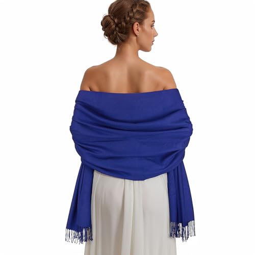 Pashmina Shawl Wraps for Women Large Winter Scarf Soft Shawls and Wraps for Evening Dresses Shawl for Wedding Blue