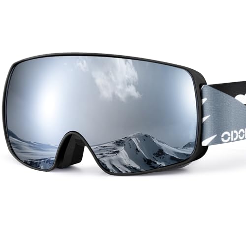 Odoland Gafas de esquí Máscara de snowboard para niños, Anti-UV400, antiniebla, cortavientos, gafas de protección con gran lente OTG esférica imp