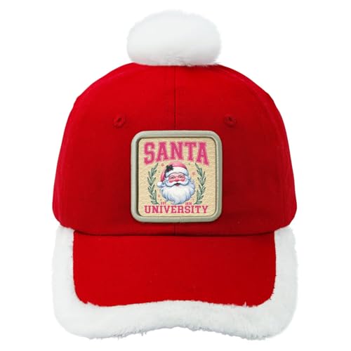 Printed PU Leather Christmas Baseball Hat Christmas – Rectangular Leather Holiday Cap Christmas Santa University
