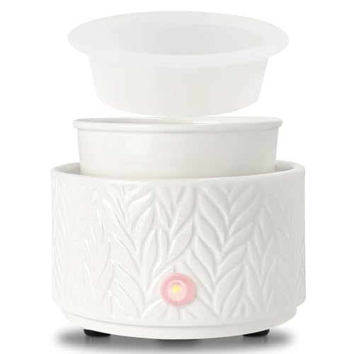 Electric Wax Melt Burner – Oil Burner for Candle and Oil Melt with 1 pc Silicone Dish, Ceramic 4-in-1 Wax Melts Warmer for Home Office Bedroom Aroma