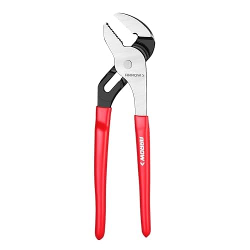 ARROW Groove Joint Pliers, 8" Adjustable Water Pump Pliers with 5 Jaw Positions, Serrated Jaws and Comfort Dip-grip Handle, Ideal for Plumbing Repair