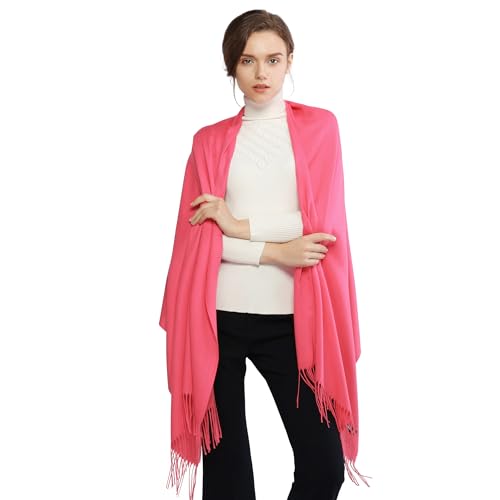 RIIQIICHY Women's Scarf Pashmina Shawls and Wraps for Evening Dress Bridesmaid Wedding Bridal Winter Warm Long Large Scarves Coral