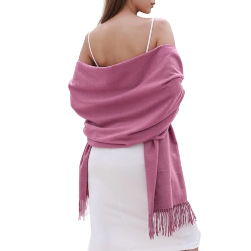 SWAT PANY Winter Scarfs for Women Pashmina Shawls and Wraps for Evening Dresses Warm Shawl Wraps for Women Weddings Pink