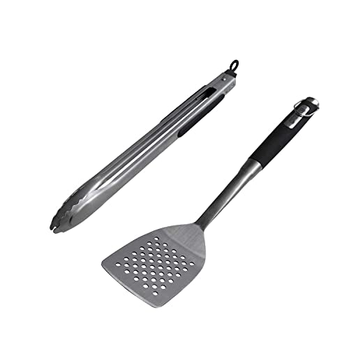 Monument Grills Heavy Duty Stainless Steel 2-Piece Barbecue Tool Set - Spatula & Tongs