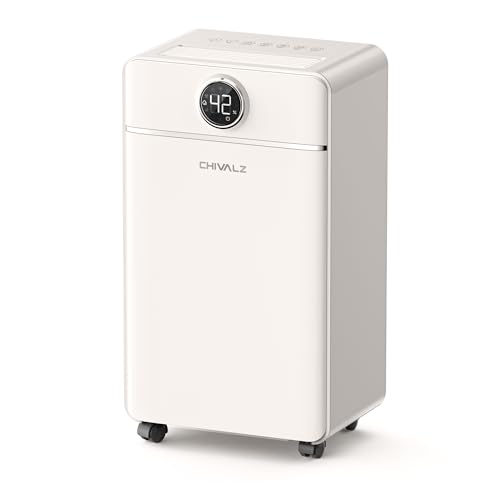 CHIVALZ 1800 Sq.Ft Dehumidifier for Basement, Quiet Dehumidifier for Home, Bedroom, Bathroom, Humidity Display, with Drain Hose, Auto Shut Off, 3 Mode
