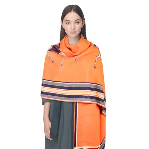 EXTREE Women's Scarf Pashmina Shawls and Wraps for Evening Dress Bridesmaid Wedding Bridal Winter Warm Long Large Scarves Mixu Junma Orange