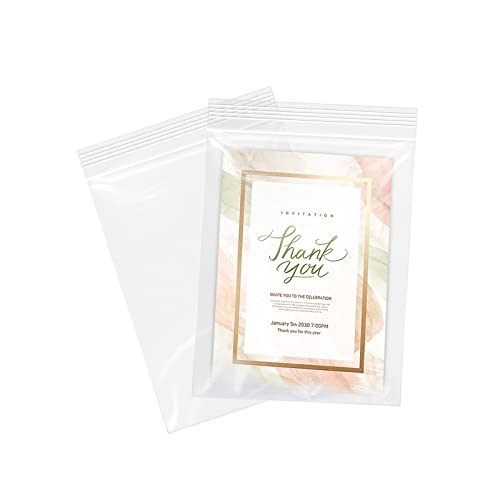 5" x 7"(1000 Count) Clear Plastic Reclosable Zip Bags - 2 Mil Zipper Poly Bags for A2 A4 A6 Cards & Envelopes, Bakery, Cookies, Candies 5" x 7" 1000 P