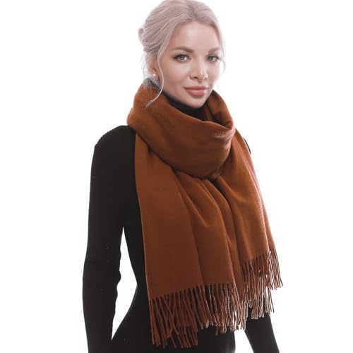 SWAT PANY Scarf for Woman Winter Warm Scarves Pashmina Shawls and Wraps Oversized Scarf Caeamel