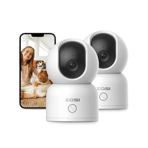 ZOSI 3MP 2K Security Camera, 360° Views Baby-Pet Dog Monitor, 2.4G-5G Dual-Band WiFi Pan-Tilt Indoor Camera, One-Touch Call,Smart Person Detection, 2