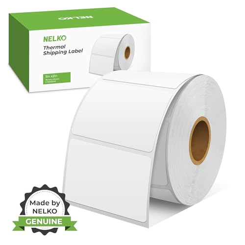 Nelko Genuine 3" x 1" Direct Thermal Label, Self-Adhesive Barcode Labels Compatible with Nelko PL70E Label Printers, No BPA & BPS, 1000 Labels (Commer