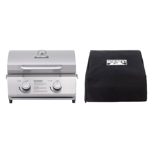 Monument Grills Tabletop Propane Gas Grill for Outdoor Portable Camping Cooking with BBQ Cover(2 items) Portable Grill+Cover