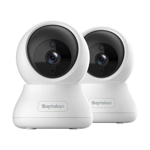 Septekon 2 Pack Indoor Pan-Tilt Security Camera for Baby Monitor, 2K 3MP Pet Camera with Night Vision, Motion Detection, Cloud Storage, Compatible wit