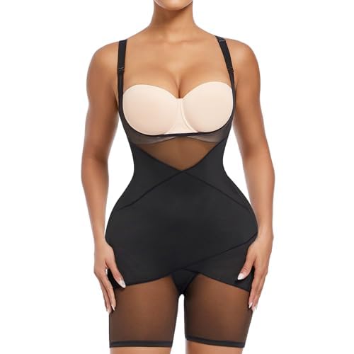Women Waist Trainer Bodysuit Full Body Shaper Vest Tummy Control Slim Corset Shapewear Tank Tops Small Black