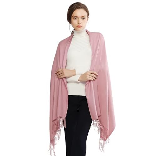 RIIQIICHY Women's Scarf Pashmina Shawls and Wraps for Evening Dress Bridesmaid Wedding Bridal Winter Warm Long Large Scarves Baby Pink