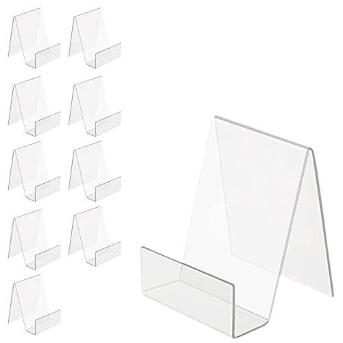 Boloyo Acrylic Book Stand with Ledge,10PC 4 Inch Clear Acrylic Display Easel Transparent Display Stand Holder Tablet Holder for Displaying Books,Magaz