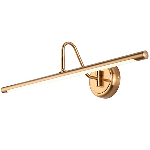 JOOSENLUX Dimmable Led Picture Lights 24.4'' Brass Golden-Like Hard-Wired Display Lighting for Paintings with Swing Arm Wall Mount Brief Metal Artwork