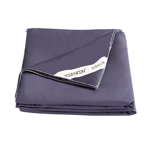 YOUR MOON Luxurious Summer-Spring Lightweight Mulberry Silk Comforter King Size,100% Natural Long Strand Silk Fill Duvet Blankets, Luxury Bedding Summ