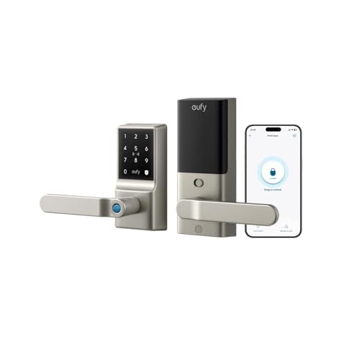 eufy Smart Lock C33, Keypad Door Lock with Handle, Fingerprint Door Knob, Keyless Entry Door Lock for Front Door and Bedrooms, Electronic Deadbolt, Wi