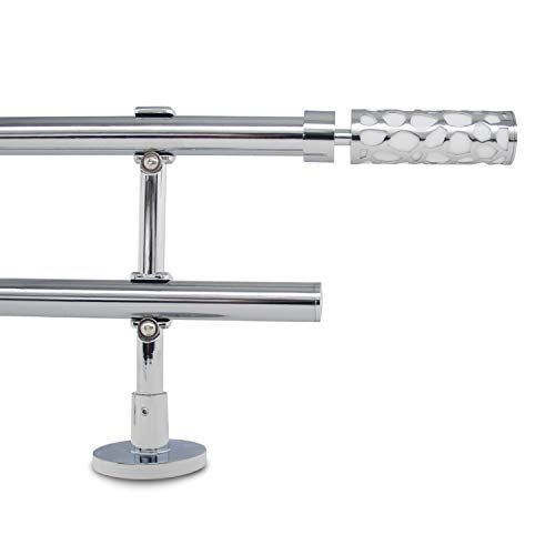 Gcurtain Curtain Rod Curtain Pole Double Rod Set Extendable Easy Install Heavy-Duty Mirror Designed Finial Diameter 5-8" - 3-4" (16-19 mm) Honeycomb W