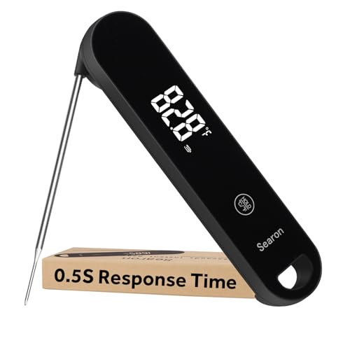 Searon 0.5S Instant Read Digital Meat Thermometer, Electric Food Thermometer Kitchen Essentials Gadgets Waterproof for Grilling Airfryer Cooking BBQ B