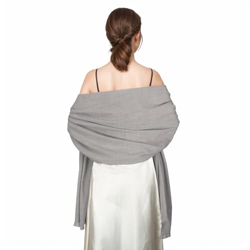 RUI VTRON Shawl Wraps for Women Pashmina Shawls and Wraps for Evening Dresses Large Soft Scarf Winter Scarf Wedding Shawl… Light Grey