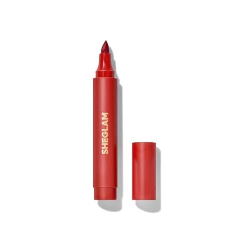 SHEGLAM Love Stained Lip Tint Marker Matte Red Lip Stain Pen Highly Pigmented Long-Lasting Lip Liner Contour Tint Lip Makeup-Pure Love