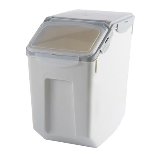 Airtight & Large-Capacity Rice Storage Container, Stackable & Easy-Access Bin for Rice, Grain, Pet Food, Flour, 1 Count (Gray (15KG))