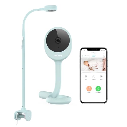 NETVUE Peekababy Baby Camera with Wireless Audio, Adjustable Crib Mount Monitor, Works via 2.4GHz Wi-Fi for Wide Coverage & Stable Connection, Smart A